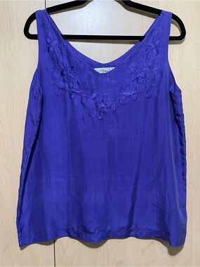 Marni Violet Silk Embroidered V-Neck Camisole in Vivid Purple